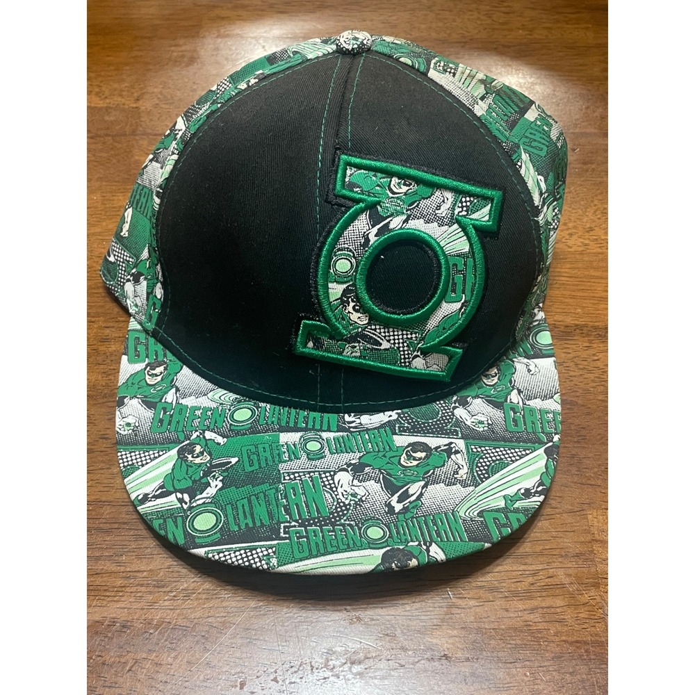 DC Comics Originals Green Lantern Snapback Hat Comic Print Flat Bill Black Green